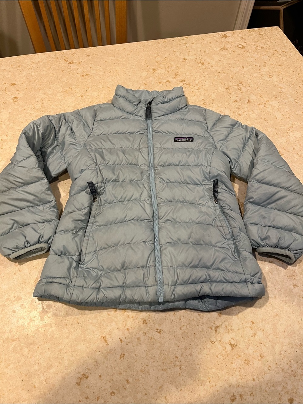 Patagonia Kids Light Blue Quilted Puffer Jacket down